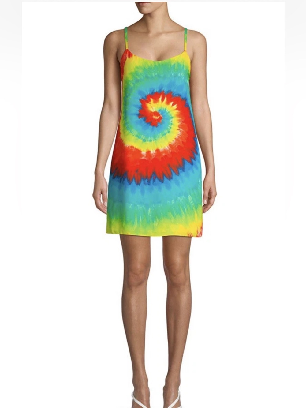 Alice + Olivia Tie-Dye Spiral Slip Dress in Rainbow Colors Large - Picture 5 of 14